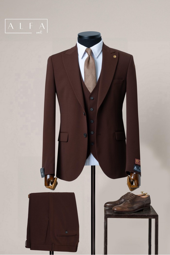 Kahve Slim Fit Yelekli Takım Elbise – Toptan 6’lı Seri (2 Varyant Seçeneği) Kahve Slim Fit Yelekli Takım Elbise – Toptan 6’lı Seri (2 Varyant Seçeneği)