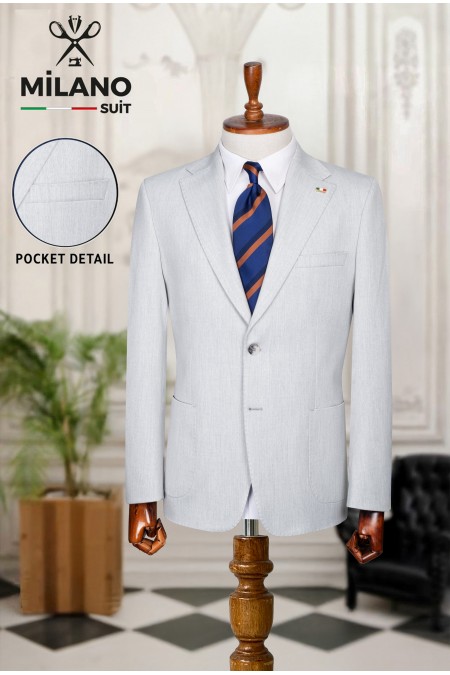 Bonita Kumaş Tek Ceket – Açık Gri | 6 Drop Modern Kesim