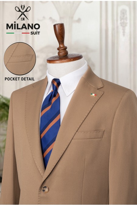 Bonita Kumaş Tek Ceket – Camel | 6 Drop Modern Kesim