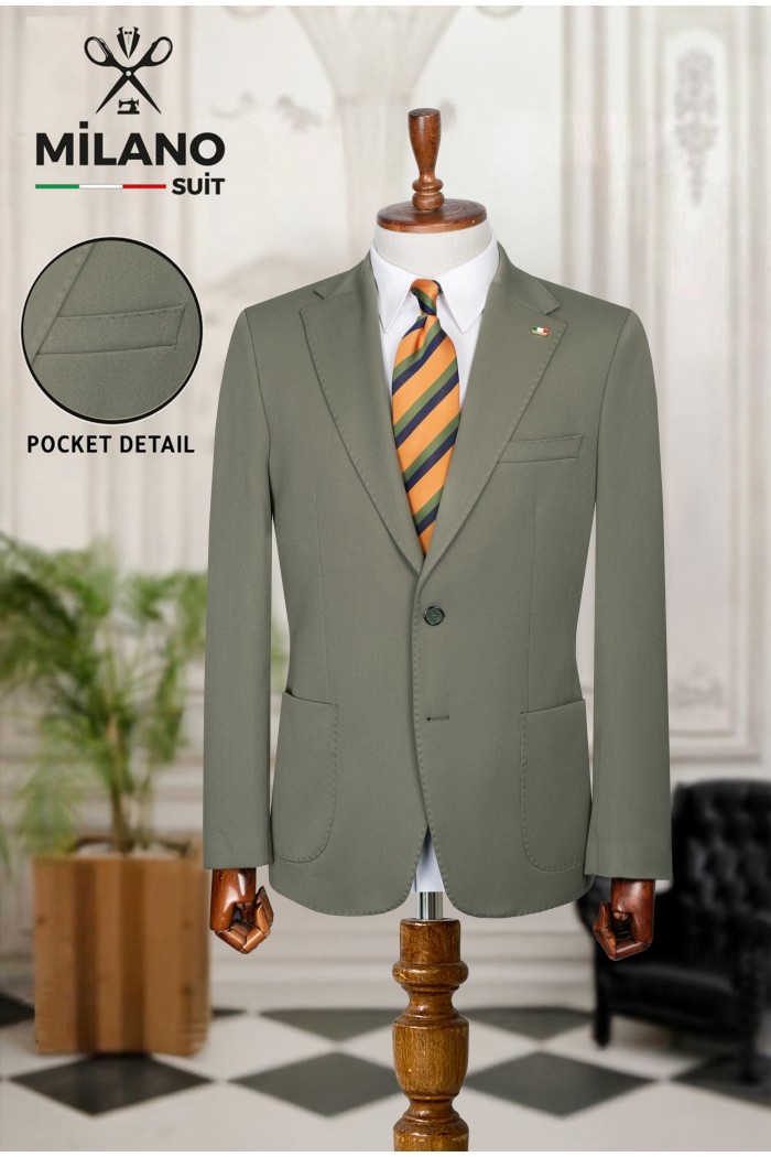 Bonita Kumaş Tek Ceket – Yeşil | 6 Drop Modern Kesim