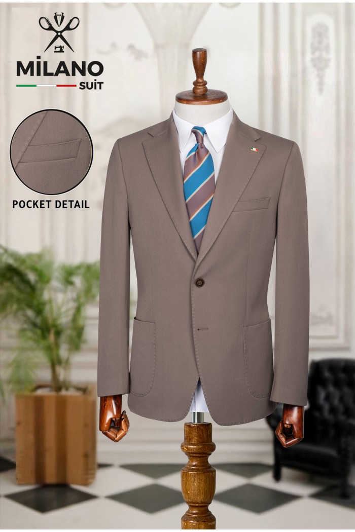 Bonita Kumaş Tek Ceket – Vizon | 6 Drop Modern Kesim