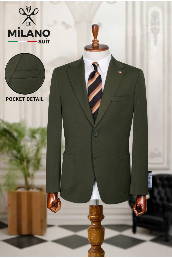 Bonita Kumaş Tek Ceket – Haki | 6 Drop Modern Kesim