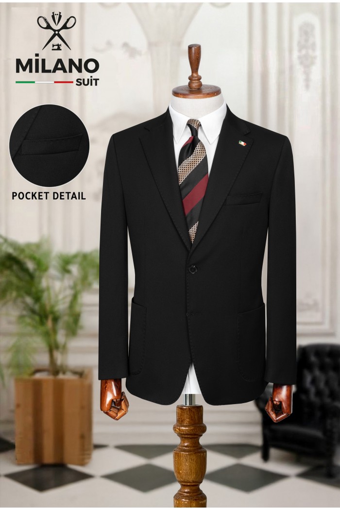 Bonita Kumaş Tek Ceket – Siyah | 6 Drop Modern Kesim