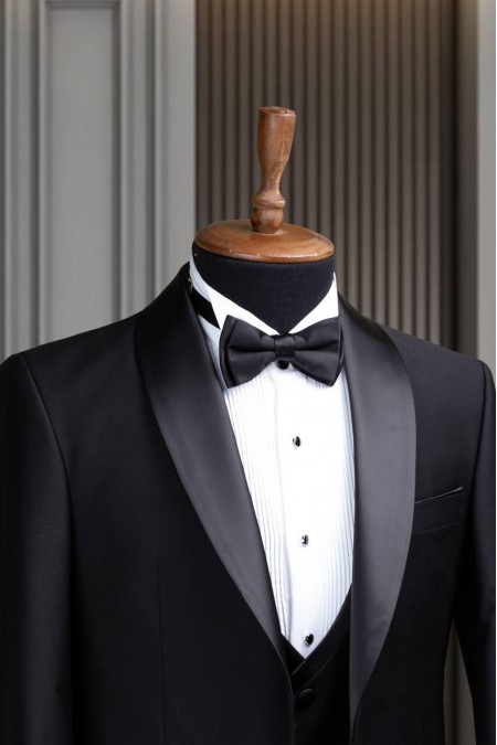 Alfa Suit Siyah Yelekli Papyonlu Damatlık | Klasik ve Zamansız Şıklık