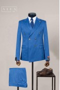 Alfa Suit Slim Fit Mavi Düz Takım Elbise | Prestij Koleksiyonu
