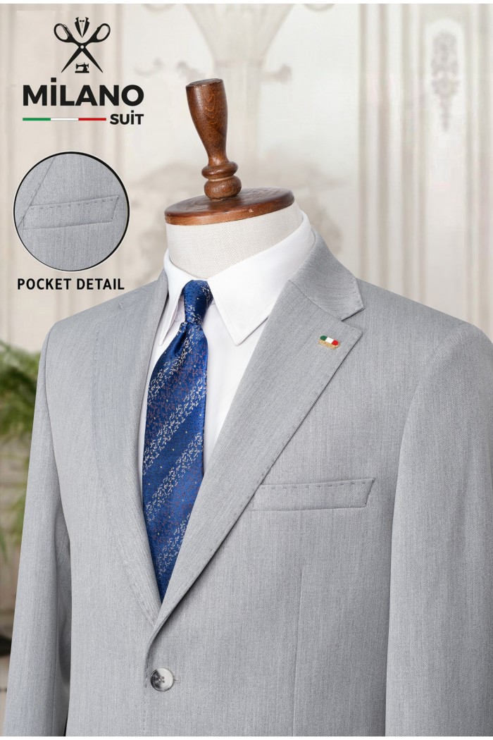 Bonita Kumaş Tek Ceket – Gri | 6 Drop Modern Kesim