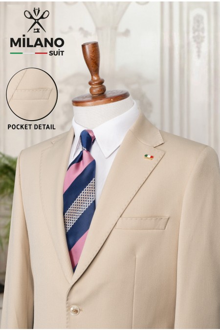 Bonita Kumaş Tek Ceket – Bej | 6 Drop Modern Kesim