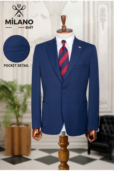 Bonita Kumaş Tek Ceket – Indigo | 6 Drop Modern Kesim