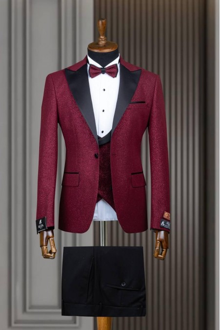Alfa Suit Bordo Yelekli Papyonlu Takım Elbise | Özel Gün Koleksiyonu