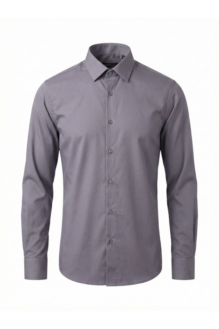 Alfa Suit Füme Gri Düz Slim Fit Gömlek | Modern & Rafine Şıklık