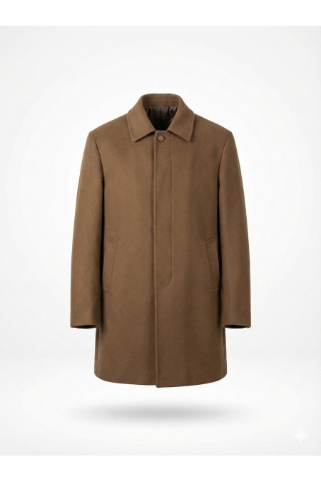 Alfa Suit Erkek Camel Kaşe Kaban | Çift Düğmeli Elegan Kışlık Palto