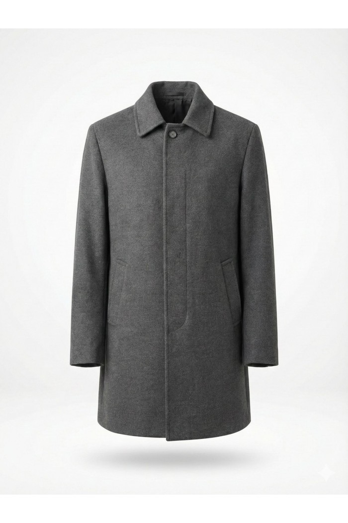 Alfa Suit Erkek Gri Kaşe Kaban | Çift Düğmeli Modern Kışlık Palto