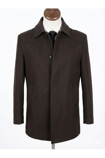 Alfa Suit Erkek Kahverengi Kaşe Kaban | Çift Düğmeli Kışlık Palto