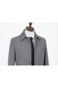 Alfa Suit Erkek Gri Kaşe Kaban | Çift Düğmeli Modern Kışlık Palto