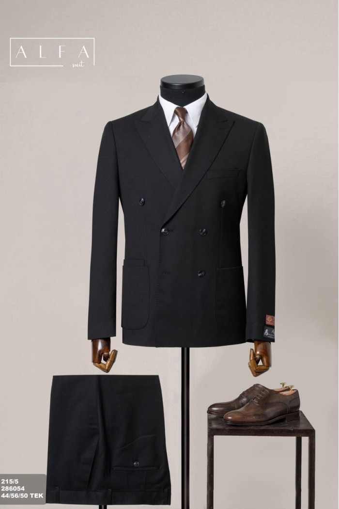 Alfa Suit Siyah Kruvaze Takım Elbise | Power Suit Serisi Alfa Suit Siyah Kruvaze Takım Elbise | Power Suit Serisi