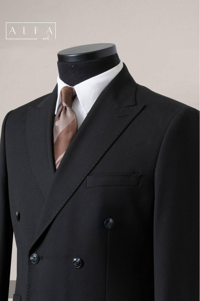 Alfa Suit Siyah Kruvaze Takım Elbise | Power Suit Serisi Alfa Suit Siyah Kruvaze Takım Elbise | Power Suit Serisi