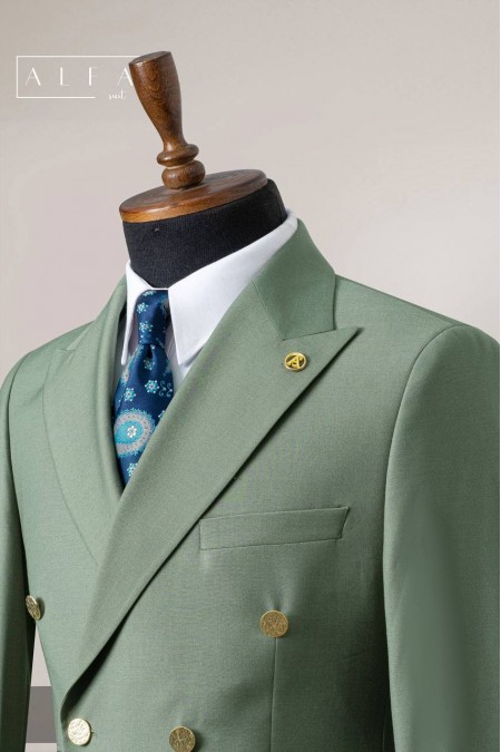 Alfa Suit Yeşil Kruvaze Takım Elbise | Modern Kesim, Zamansız Şıklık