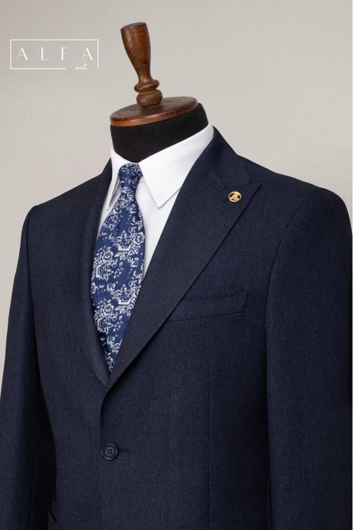 Alfa Suit Slim Fit Koyu Gri Düz Takım Elbise