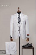 Alfa Suit Slim Fit Açık Gri Düz Takım Elbise