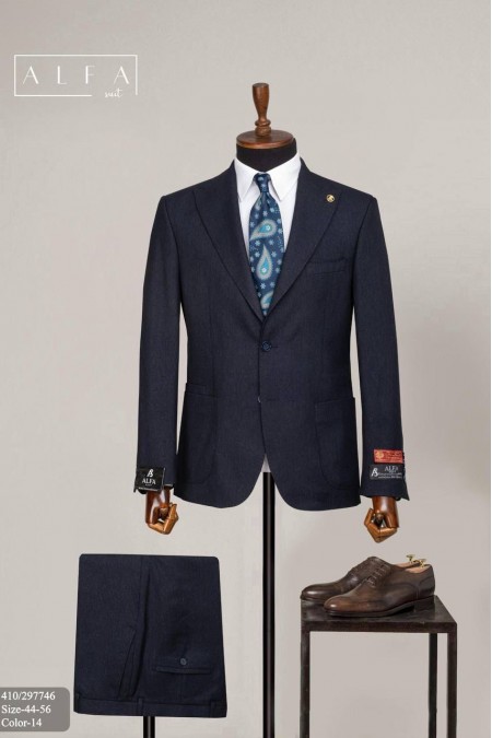 Alfa Suit Slim Fit Açık Gri Düz Takım Elbise