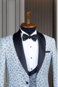 Alfa Suit Slim Fit Açık Gri Düz Takım Elbise