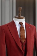 Alfa Suit Slim Fit Kahverengi Düz Takım Elbise