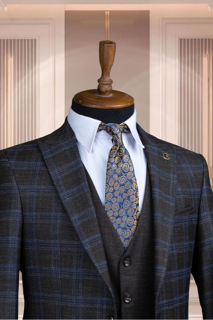 Alfa Suit Slim Fit Koyu Gri Düz Takım Elbise
