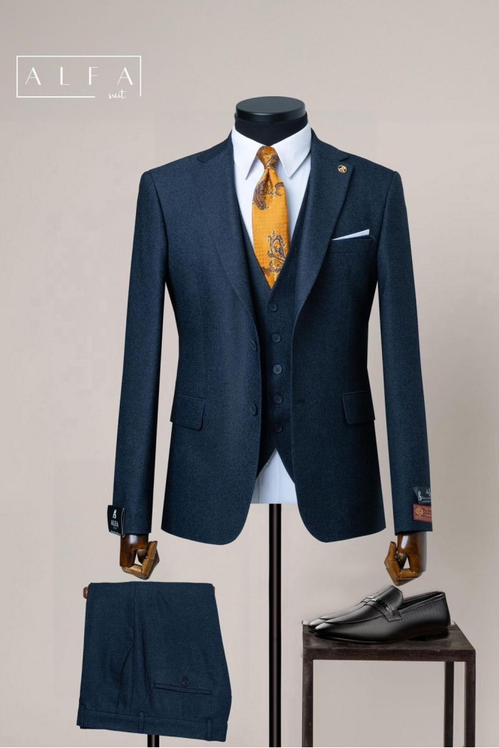 Alfa Suit Slim Fit Açık Gri Düz Takım Elbise