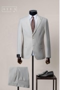 Alfa Suit Slim Fit Açık Gri Düz Takım Elbise