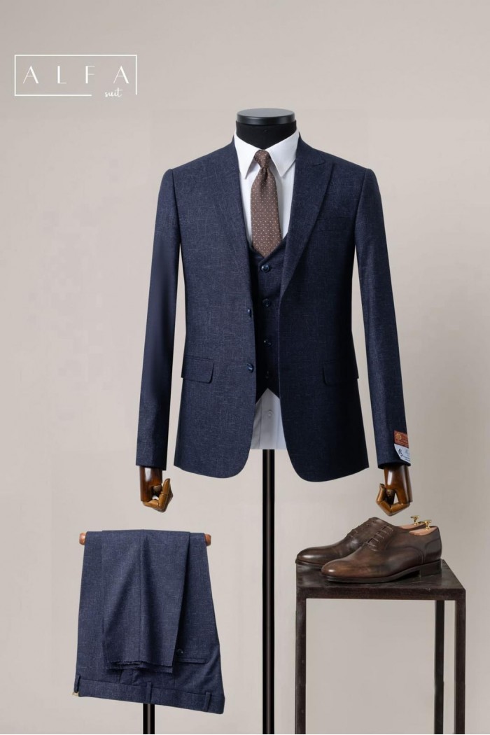 Alfa Suit Slim Fit Açık Gri Düz Takım Elbise