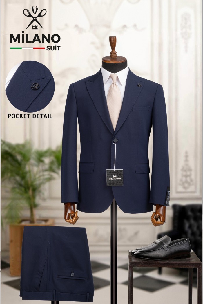 Alfa Suit Slim Fit Açık Gri Düz Takım Elbise