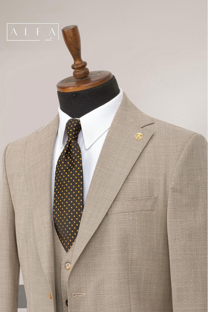 Alfa Suit Slim Fit Açık Gri Düz Takım Elbise