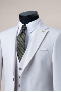 Alfa Suit Slim Fit Açık Gri Düz Takım Elbise