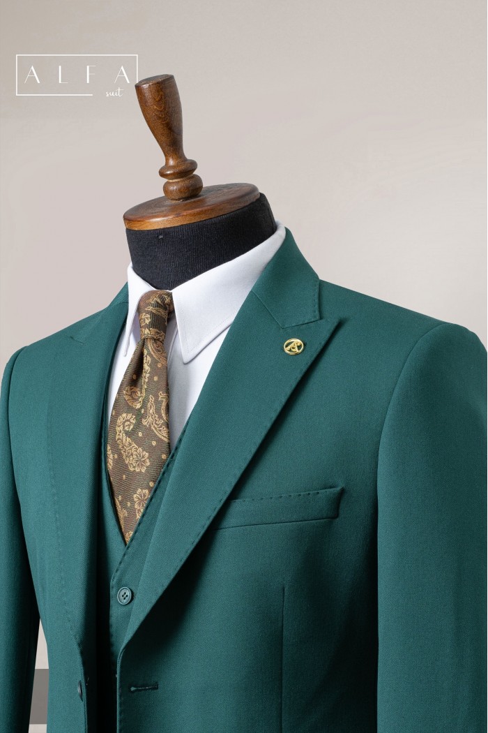 Alfa Suit Slim Fit Açık Gri Düz Takım Elbise