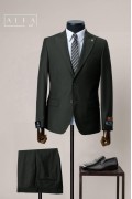 Alfa Suit Slim Fit Açık Gri Düz Takım Elbise
