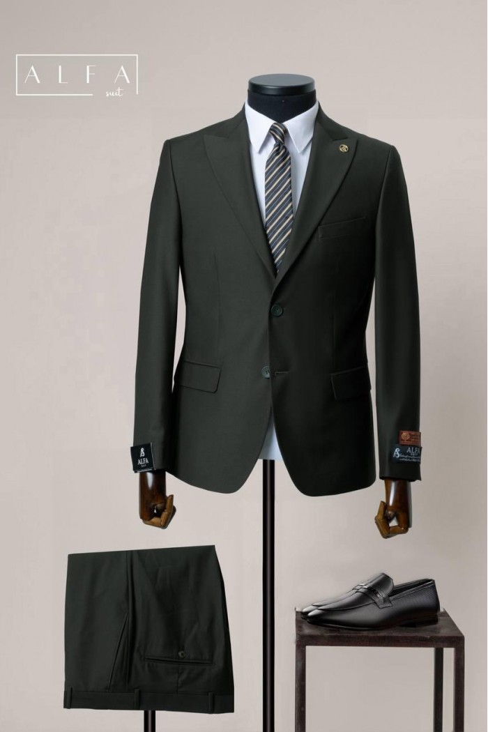 Alfa Suit Slim Fit Açık Gri Düz Takım Elbise