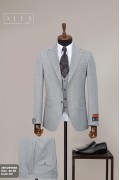 Alfa Suit Slim Fit Açık Gri Düz Takım Elbise