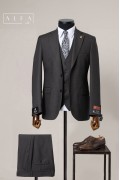 Alfa Suit Slim Fit Açık Gri Düz Takım Elbise
