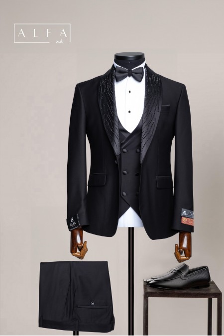 Alfa Suit beyaz damatlık takım elbise