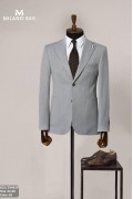 Alfa Suit Slim Fit Açık Gri Düz Takım Elbise