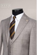 Alfa Suit Slim Fit Açık Gri Düz Takım Elbise