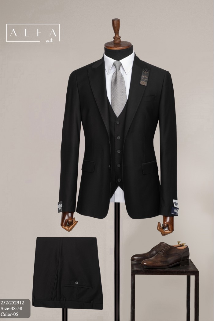 Alfa Suit Slim Fit Açık Gri Düz Takım Elbise