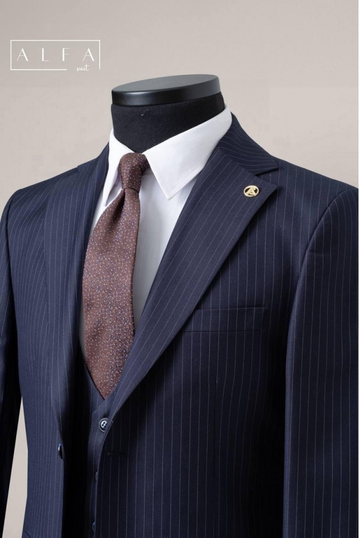 Alfa Suit Slim Fit Koyu Gri Düz Takım Elbise