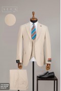 Alfa Suit Slim Fit Açık Gri Düz Takım Elbise