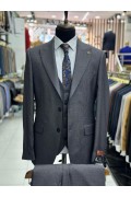 Alfa Suit Slim Fit Koyu Gri Düz Takım Elbise