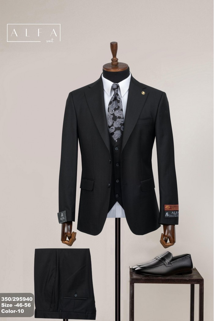 Alfa Suit Slim Fit Açık Gri Düz Takım Elbise