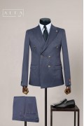 Alfa Suit Slim Fit Açık Gri Düz Takım Elbise