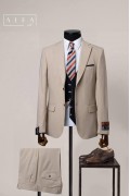 Alfa Suit Slim Fit Açık Gri Düz Takım Elbise