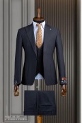 Alfa Suit Slim Fit Koyu Gri Düz Takım Elbise