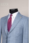 Alfa Suit Slim Fit Açık Gri Düz Takım Elbise